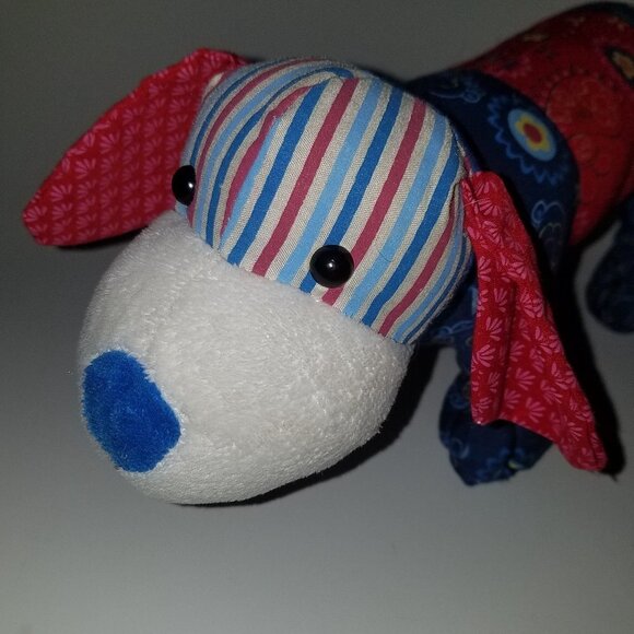 Daschie GANZ Puppy Dog Plush Red Blue Paisley 16" Long Stuffed Animal Lovey Toy - Picture 2 of 10